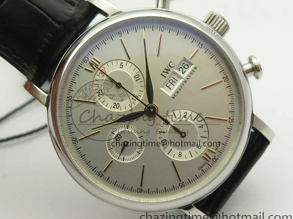 MIROTIME 0129 Snug Portofino IW391022 SS ZK 1:1 Best Edition White Dial Gold Markers On Black Leather Strap A 7130